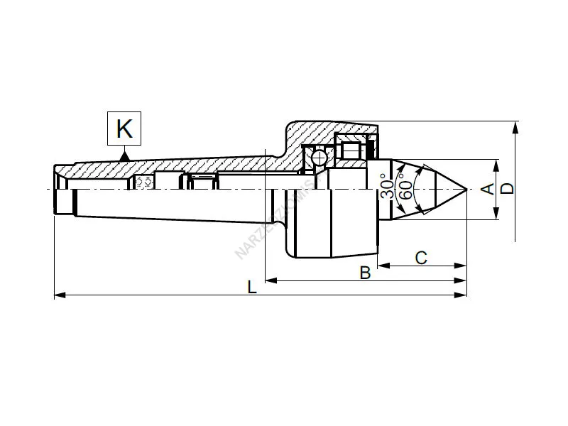 Rysunek techniczny: Kieł obrotowy z wydłużony: T.8814 MS2 KL.II - KOLNO